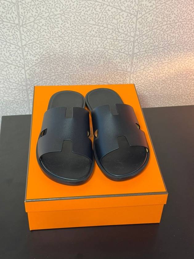 Hermes Chypre H Logo Calfskin Sandals Black - HERMES - BALAAN 3