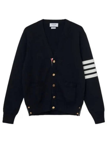 diagonal Milanese stitch cardigan navy - THOM BROWNE - BALAAN 1