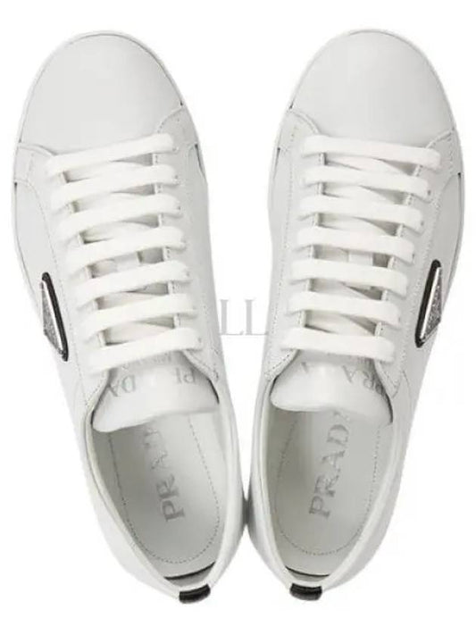 Brushed Leather Sneakers White Black - PRADA - BALAAN 2