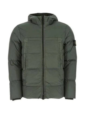 Men's Crinkle Reps Hooded Down Padding Dark Green - STONE ISLAND - BALAAN 1