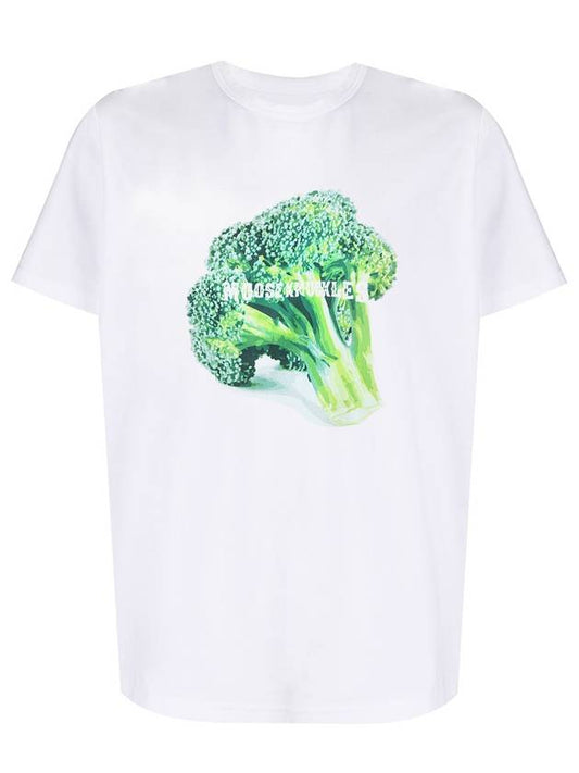 Broccoli Logo Typo Short Sleeve T-Shirt White - MOOSE KNUCKLES - BALAAN 1