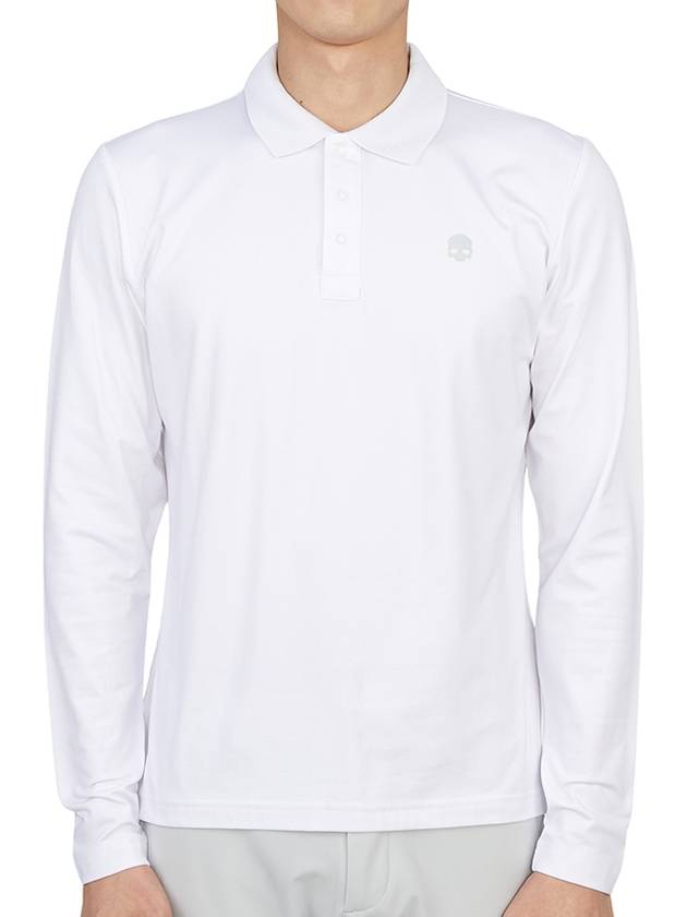Golf wear polo brushed long sleeve t-shirt G00563 001 - HYDROGEN - BALAAN 1