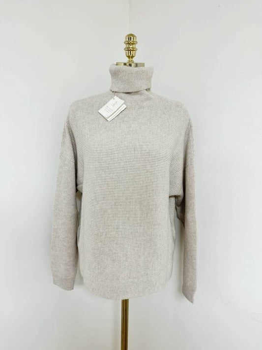 Cashmere blend neck polar knit oatmeal color Brunello Cucinelli M16134503 - BRUNELLO CUCINELLI - BALAAN 2