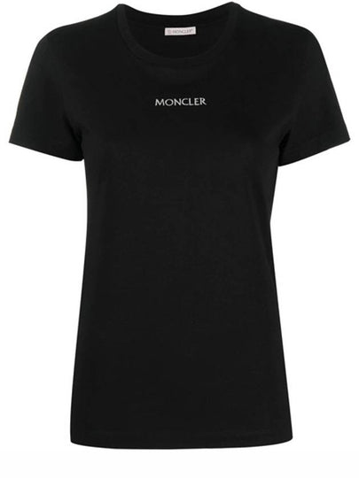 Embroidered Logo Round Short Sleeve T-Shirt Black - MONCLER - BALAAN 2