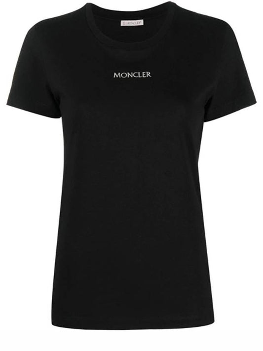 embroidered logo short sleeve t-shirt black - MONCLER - BALAAN.