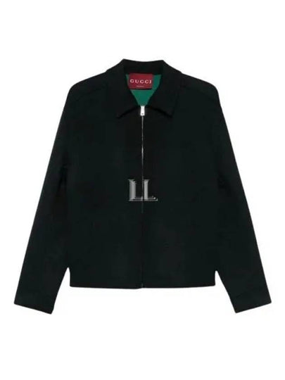 Jacquard Wool Zip-Up Jacket Dark Blue - GUCCI - BALAAN 2