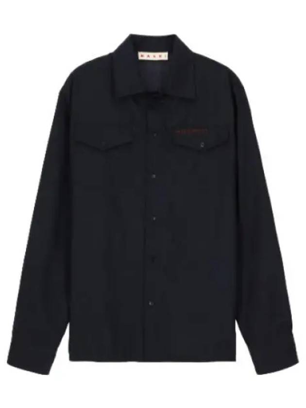 Relaxed Pocket Wool Shirt Blue Black - MARNI - BALAAN 1