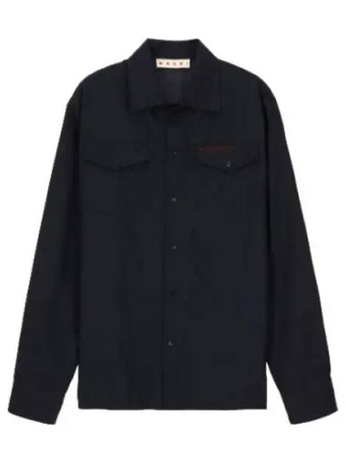 Relaxed Pocket Wool Shirt Blue Black - MARNI - BALAAN 1