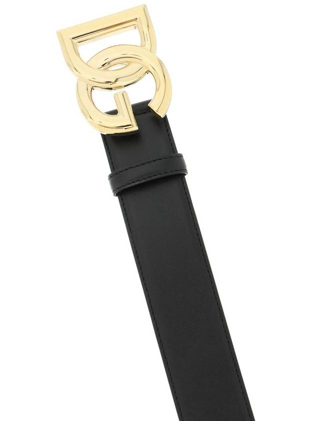 gold DG logo leather belt black - DOLCE&GABBANA - BALAAN 3