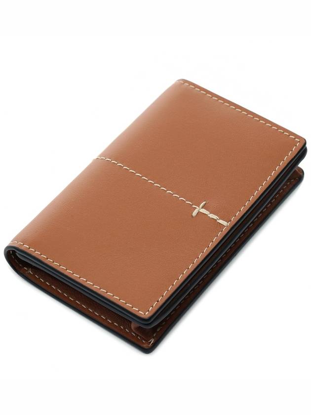 Men's Stitch Detail Calf Leather Card Wallet Brown - TOD'S - BALAAN 6