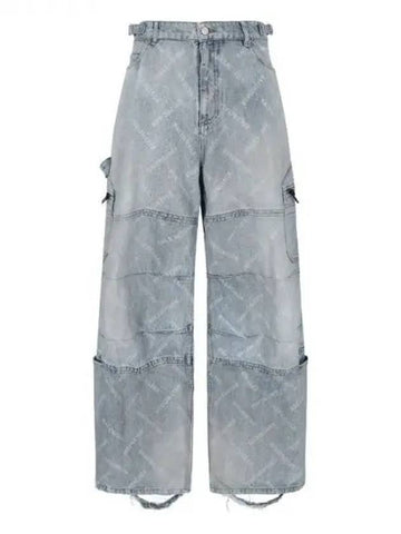 BAL Diagonal Logo Denim Cargo Pants 271550 - BALENCIAGA - BALAAN 1