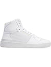 Men's SL24 Used-Look Perforated Leather Mid Top Sneakers White - SAINT LAURENT - BALAAN 3