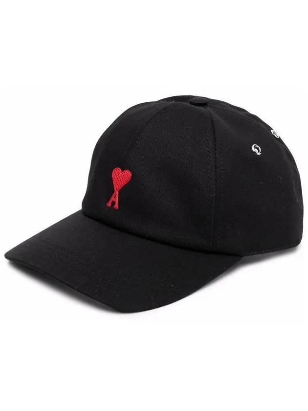 Heart Logo Embroidery Ball Cap Black - AMI - BALAAN 3