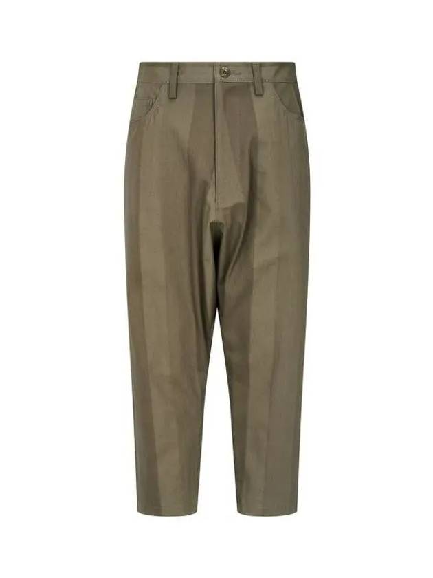 Y's Striped Baggy Crop Pants Khaki - YOHJI YAMAMOTO - BALAAN 1