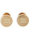 Round Logo Earrings Gold - MIU MIU - BALAAN 2