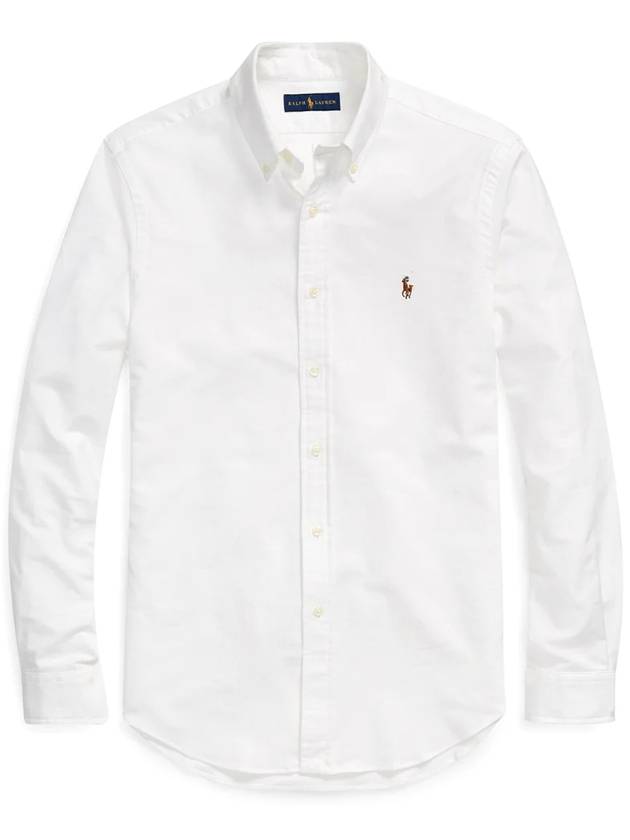 Men's Embroidery Pony Slim Fit Long Sleeves Shirt White - POLO RALPH LAUREN - BALAAN 2