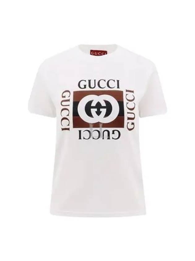 Print Cotton Jersey Short Sleeve T-Shirt White - GUCCI - BALAAN 2