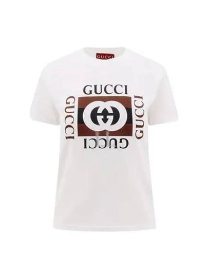 Print Cotton Jersey Short Sleeve T-Shirt White - GUCCI - BALAAN 2