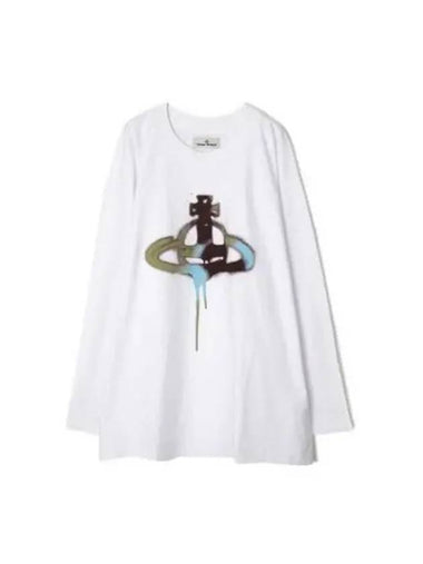 ORB Printing Round Neck Long Sleeve White Long Sleeve 197090 - VIVIENNE WESTWOOD - BALAAN 1