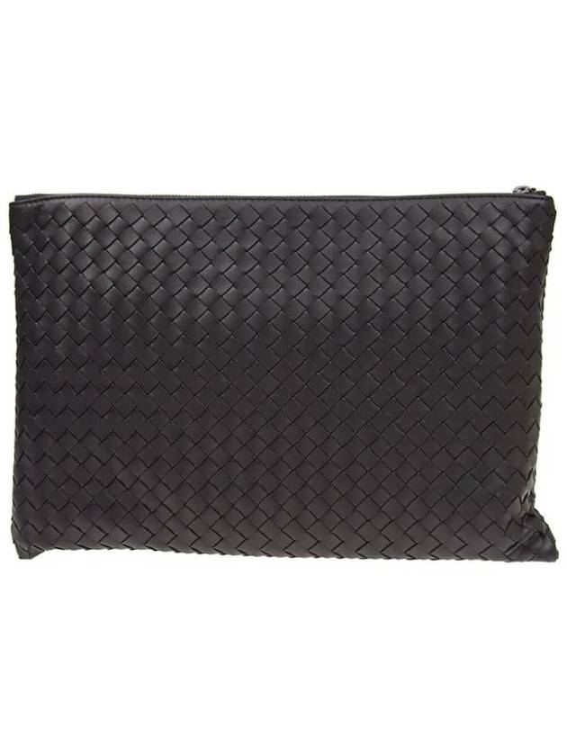 Intrecciato Document Leather Clutch Bag Black - BOTTEGA VENETA - BALAAN 3