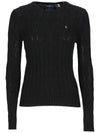 Embroidered Logo Pony Cable Knit Top Black - POLO RALPH LAUREN - BALAAN 3