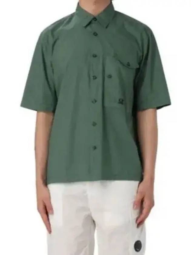 Cotton Popeline Short Sleeve Shirt Green - CP COMPANY - BALAAN 2