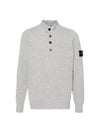 Wappen Patch Half Button Lambswool Knit Top Grey - STONE ISLAND - BALAAN 3