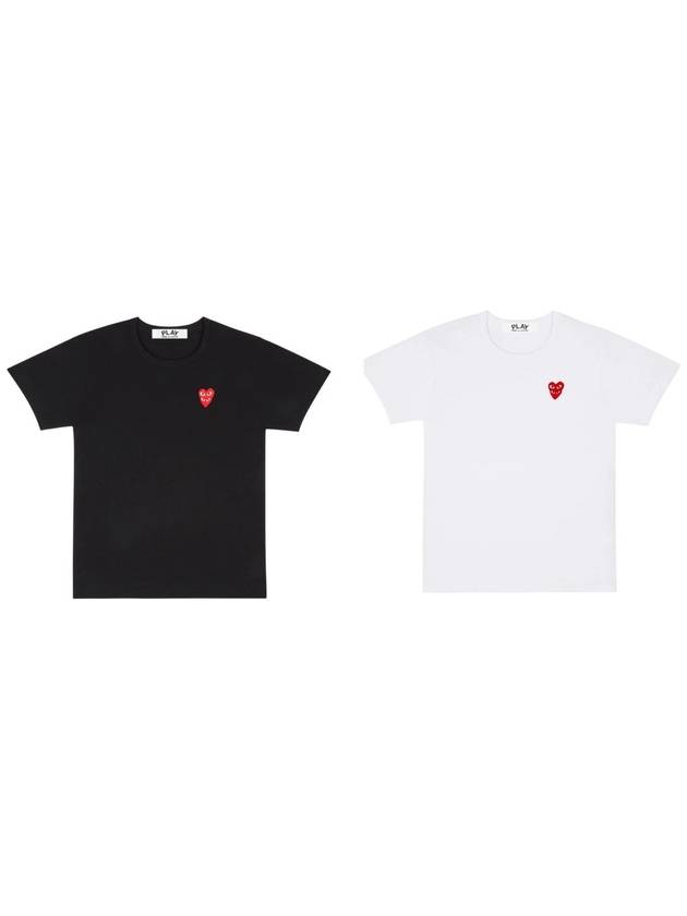 Double Red Heart T Shirt Black White AZ T288 051 1 P1T288 - COMME DES GARCONS PLAY - BALAAN 1