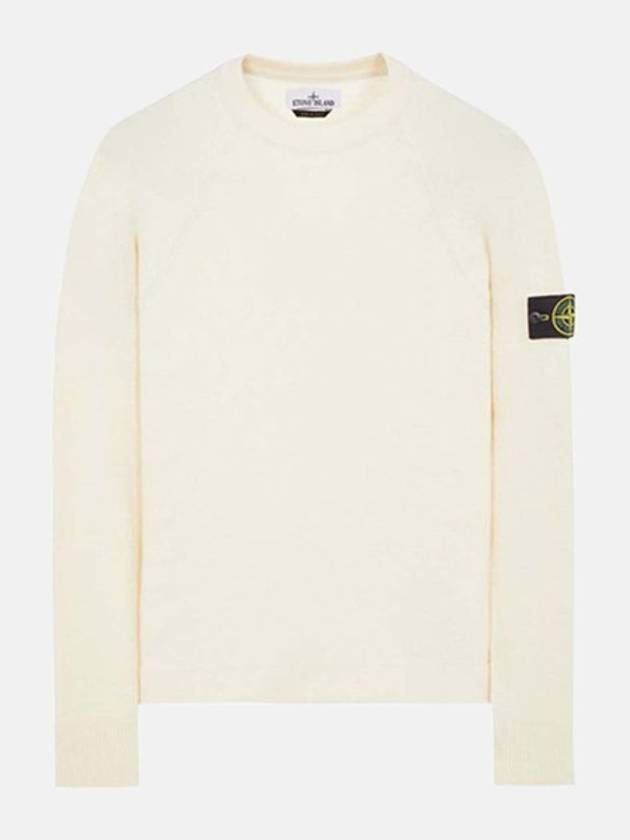 Raw Cotton Badge Crew Neck Knit Top Ivory - STONE ISLAND - BALAAN 1