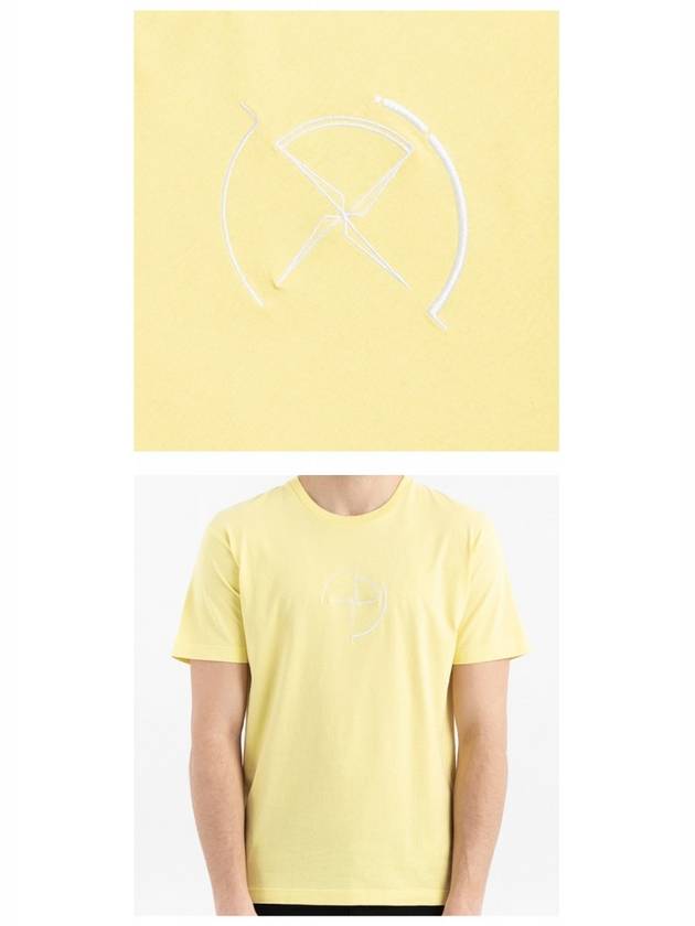 Men's Compass Embroidery Back Lettering Short Sleeve T-Shirt Yellow - STONE ISLAND - BALAAN 6