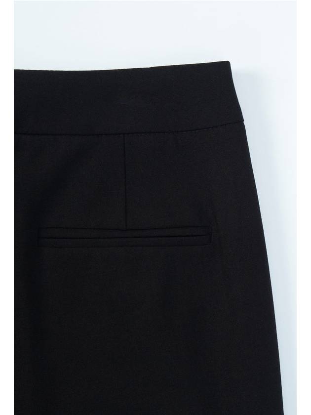 Crop Wool Blended Straight Pants Black - CALLAITE - BALAAN 5