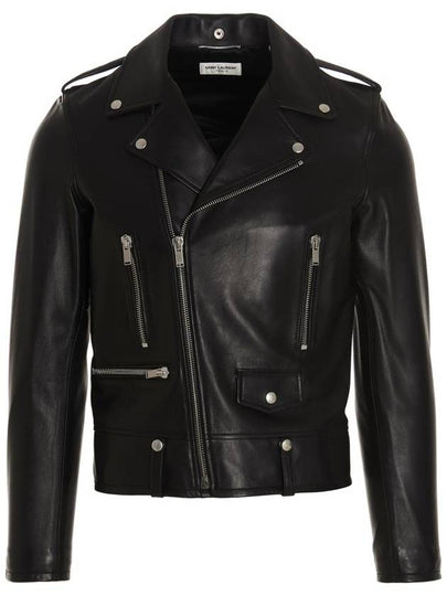 Classic Motorcycle Jacket in Lambskin Black - SAINT LAURENT - BALAAN 2