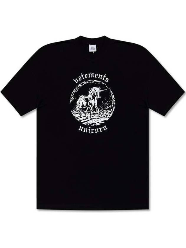 Unicorn Graphic Overfit Short Sleeve T-Shirt Black - VETEMENTS - BALAAN 1