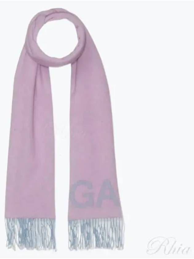 Fringed Wool Scarf  Lilac Chiffon - GANNI - BALAAN 2