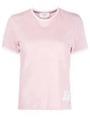 Women's Melange Jersey Ringer Short Sleeve T-Shirt Light Pink - THOM BROWNE - BALAAN 2