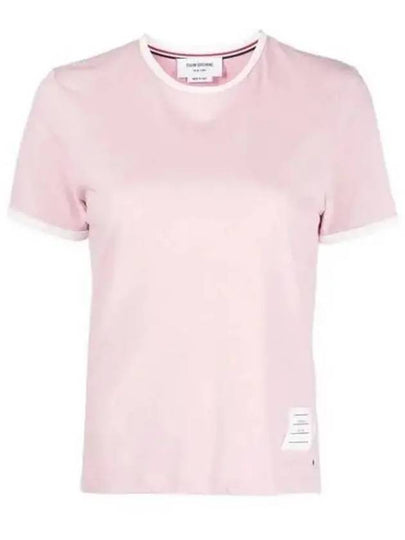 Women's Melange Jersey Ringer Short Sleeve T-Shirt Light Pink - THOM BROWNE - BALAAN 2