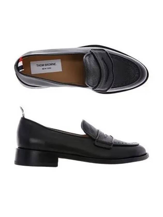 Men's Vitello Flexible Leather Sole Soft Penny Loafer Black - THOM BROWNE - BALAAN 2