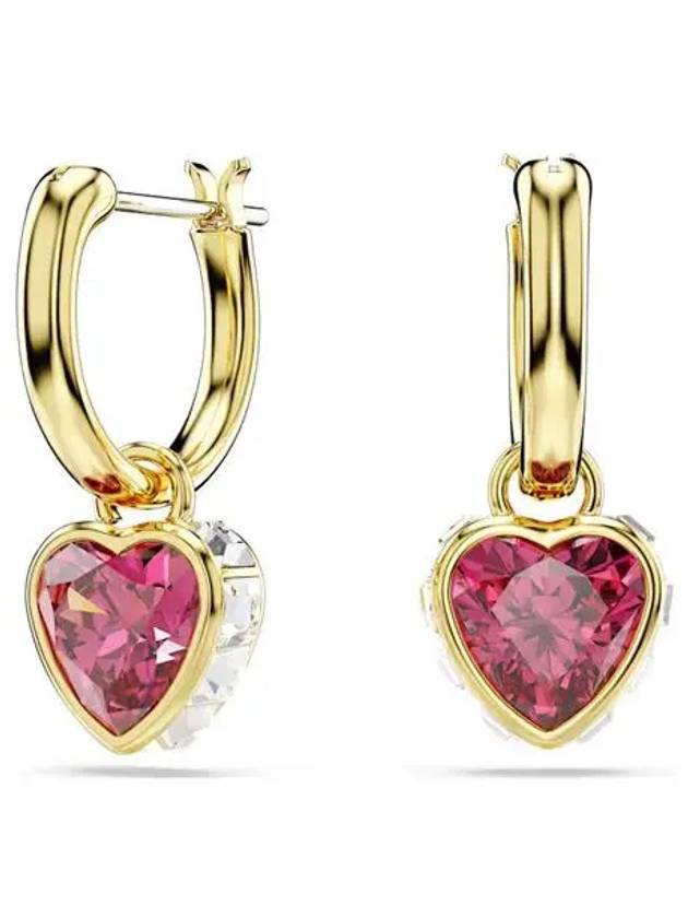 Chroma Drop Heart Earrings Gold Red - SWAROVSKI - BALAAN 3