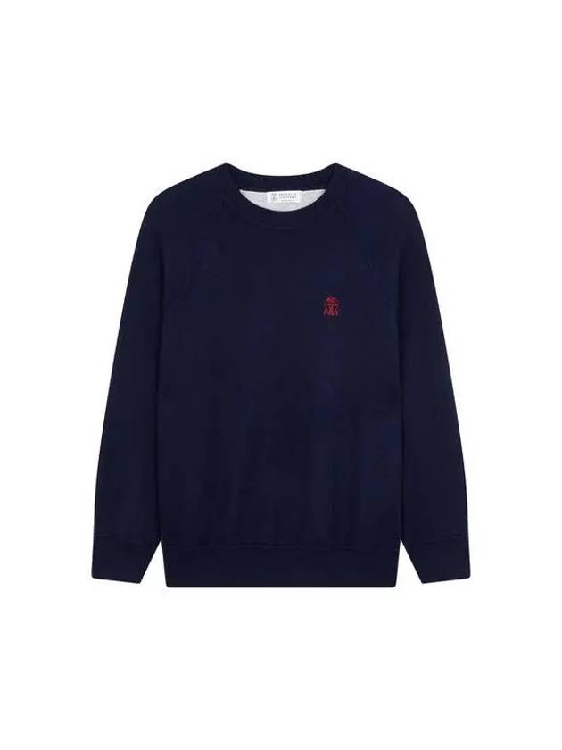 Men s Cashmere Crew Neck Raglan Knit Navy 271396 - BRUNELLO CUCINELLI - BALAAN 1