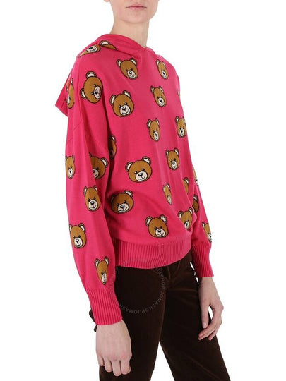 Moschino Fucsia Teddy Bear Intarsia Hooded Sweater, Brand Size 38 (US Size 4) - MOSCHINO - BALAAN 2