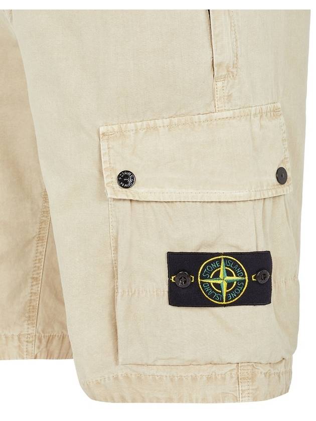 Logo Cotton Slim Cargo Shorts Beige - STONE ISLAND - BALAAN 4