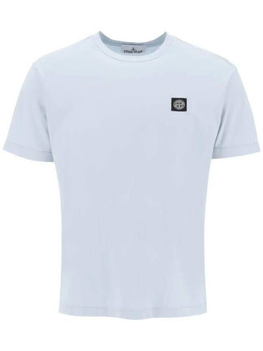 Logo Patch Short Sleeves T-Shirt Sky Blue - STONE ISLAND - BALAAN 1