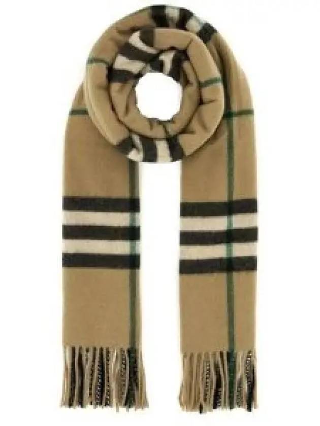 Checked Cashmere Fringe Scarf Khaki - BURBERRY - BALAAN 2