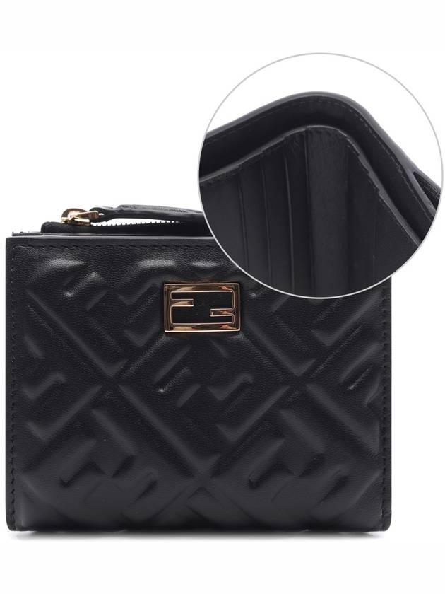 Slim Baguette Embossed FF Logo Half Wallet Black - FENDI - BALAAN 2