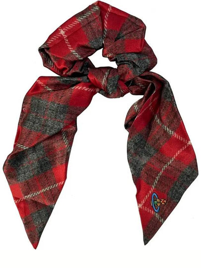 Women's Tartan Check Silk Scrunchy Red - VIVIENNE WESTWOOD - BALAAN 2