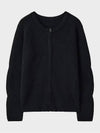 Wool Ribbed Zip-Up Cardigan Black - NOIRER - BALAAN 3