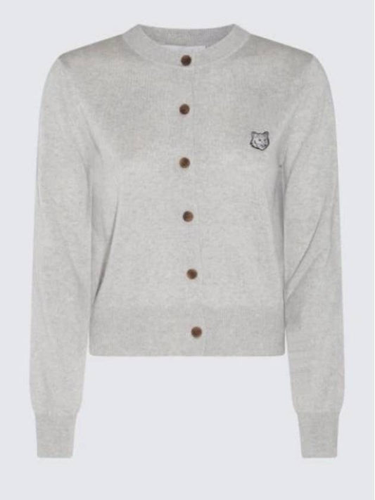 Bold Fox Head Patch Regular Cardigan Grey - MAISON KITSUNE - BALAAN 2