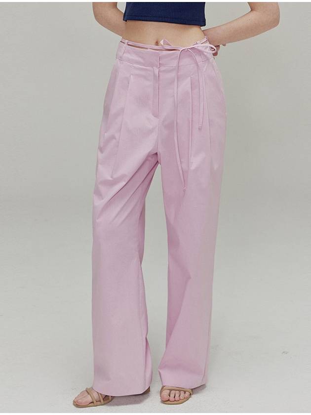 Ribbon cotton two tuck wide pants_Pink - OPENING SUNSHINE - BALAAN 1