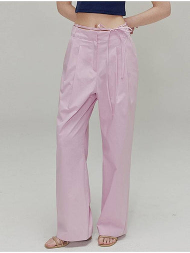 Ribbon Cotton Two-Tuck Wide Pants Pink - OPENING SUNSHINE - BALAAN 1