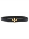 Logo Decorated Buckle Leather Belt Black - TORY BURCH - BALAAN 2